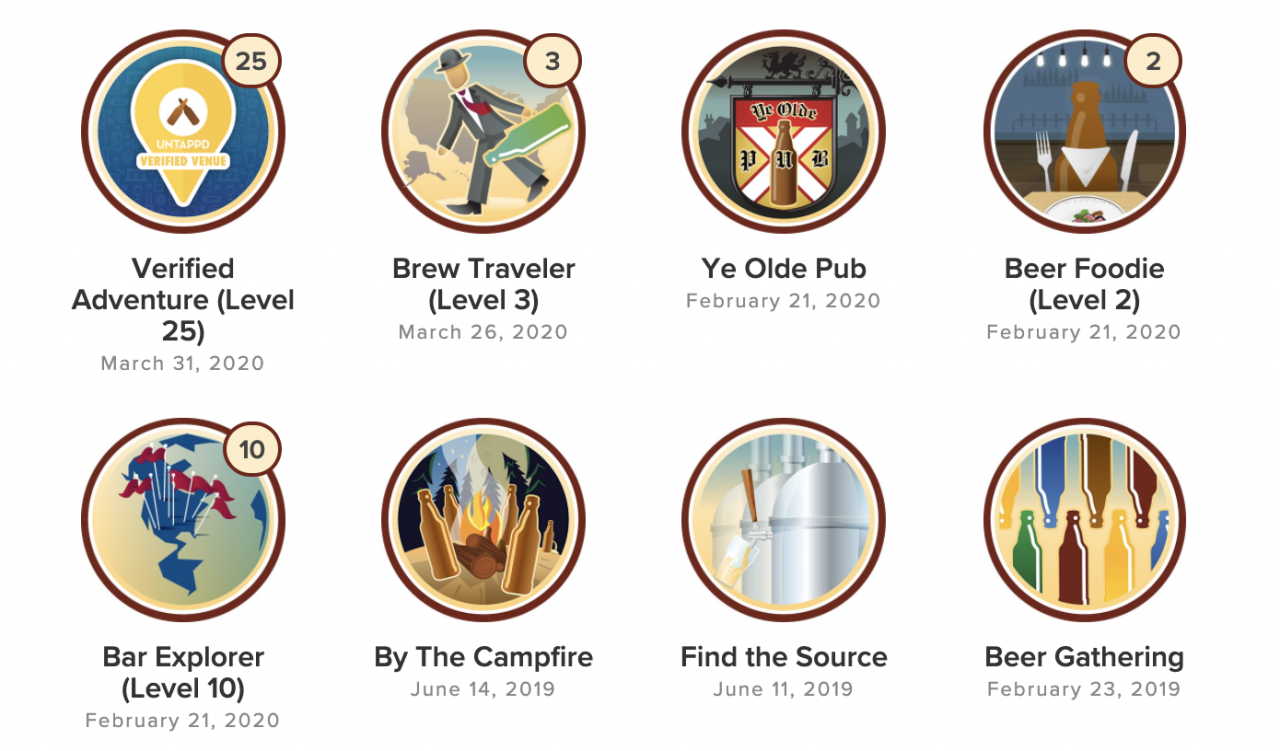 Examples of venue badges you can unlock