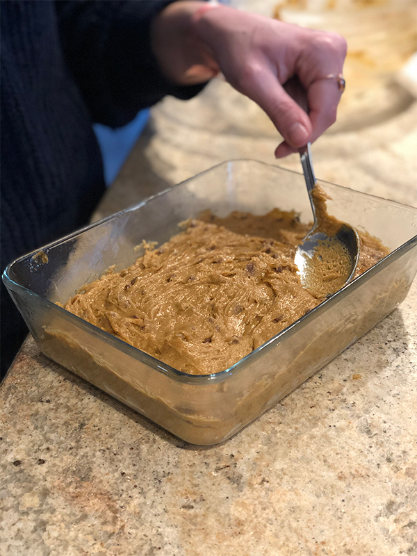 chocolate chip bars before cooking